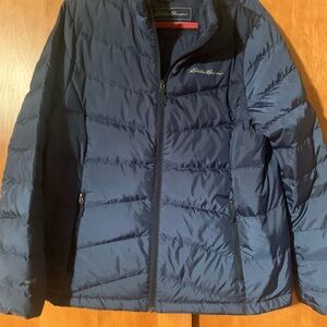 Eddie Bauer EB650 Down Jacket Navy Chevron Design XL